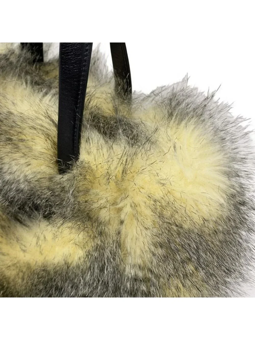 ★SOLD★ Prada Tote Ivory Black Leather Faux Fur X - Picture 12 of 15